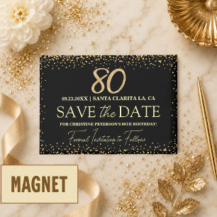 Aimant Paillettes Or Noir 80e Anniversaire Enregistrez la