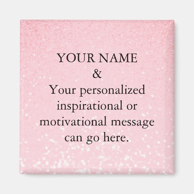 Aimant Paillettes Roses Message de Motivation Pers (Devant)