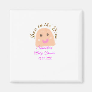 Aimant Pain dans le four beige boulette baby shower rose 