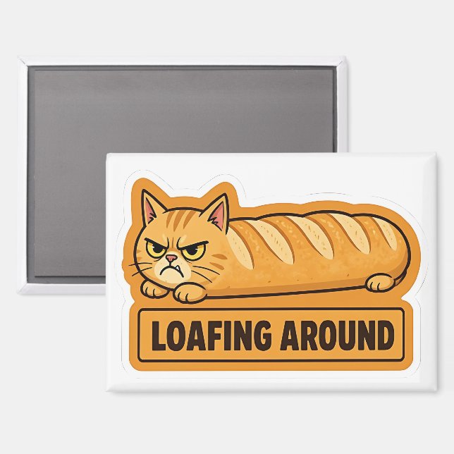 Aimant Pain de chat drôle à traîner  (Recto/Verso)