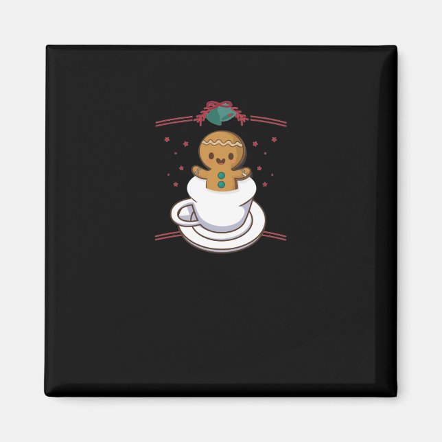 Aimant Pain d'épices Noël Kawaii (Devant)