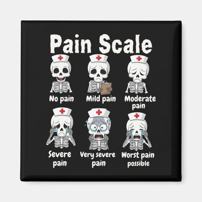 Aimant Pain Scale Cute Nurse Skeleton Halloween Trauma Fu (Devant)