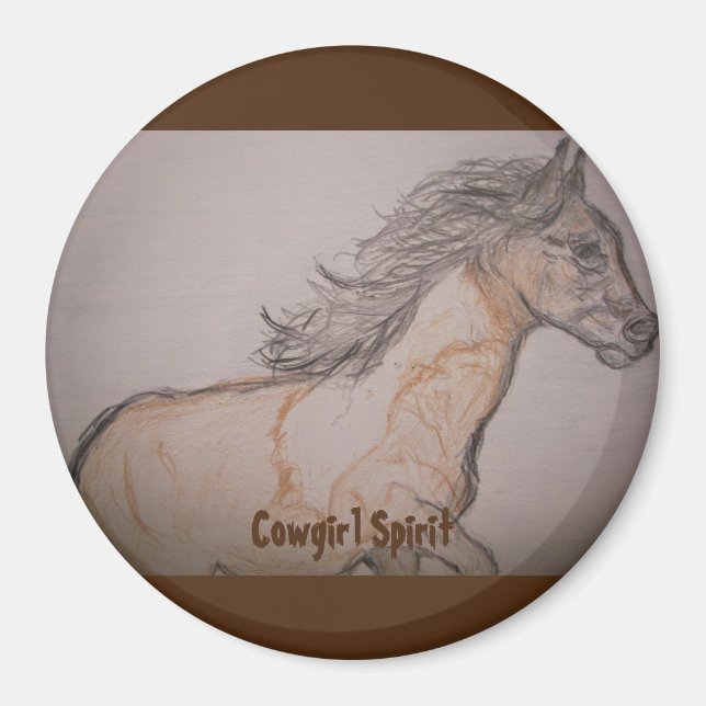 Aimant Paint Horse Galloping Cowgirl Spirit (Devant)