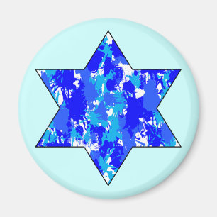 Aimant Paint Splatter bleu étoile juive