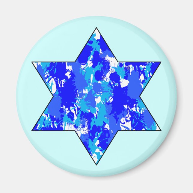 Aimant Paint Splatter bleu étoile juive (Devant)