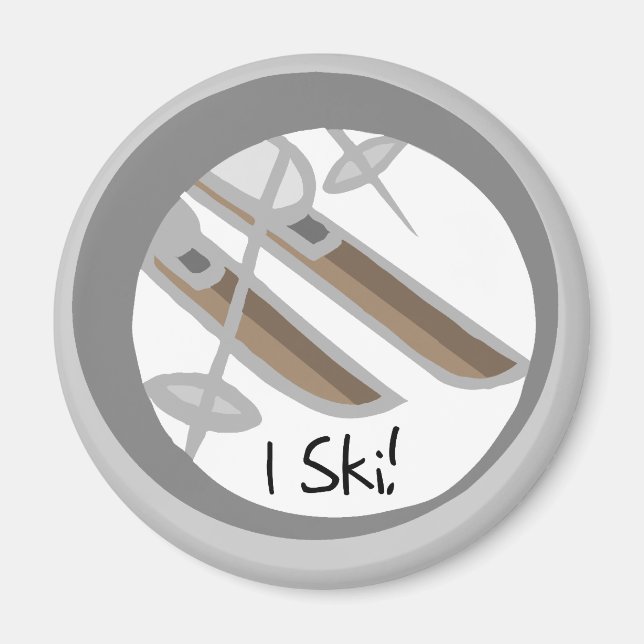 Aimant Paire de T-shirts et cadeaux Skis I Ski (Devant)