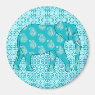 Aimant Paisley - bleu turquoise et aqua