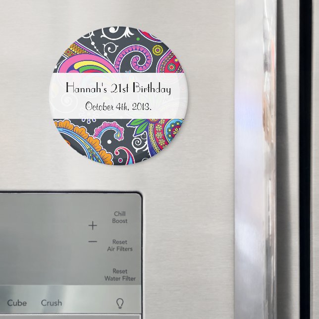 Aimant Paisley colorée, Motif Paisley, À la fois, Anniver (In situ (réfrigérateur))