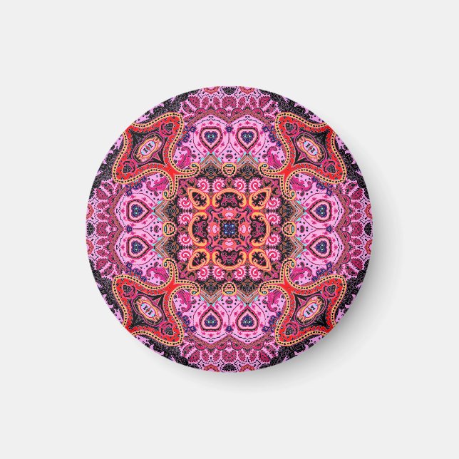 Aimant Paisley multicolore, design d'impression d'écharpe (Devant)