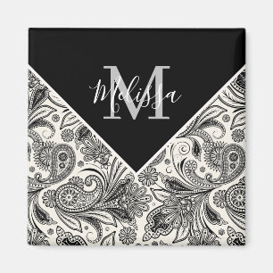 Aimant Paisley noir et blanc