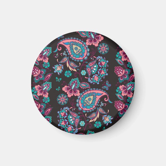 Aimant Paisley Stripe : Noir Décoratif Sans Seamless (Devant)