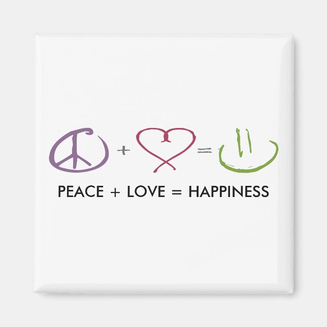 Aimant Paix + Amour = Bonheur (Devant)