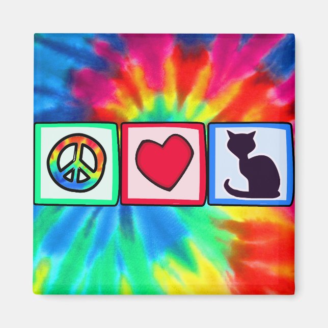 Aimant Paix, Amour, Chats (Devant)