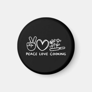 Aimant Paix, Amour Cuisine Rétro Cuisine Amateur Chef Nou