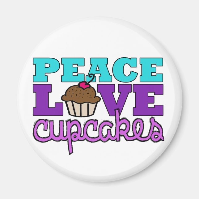 Aimant Paix, Amour & Cupcakes ! (Devant)