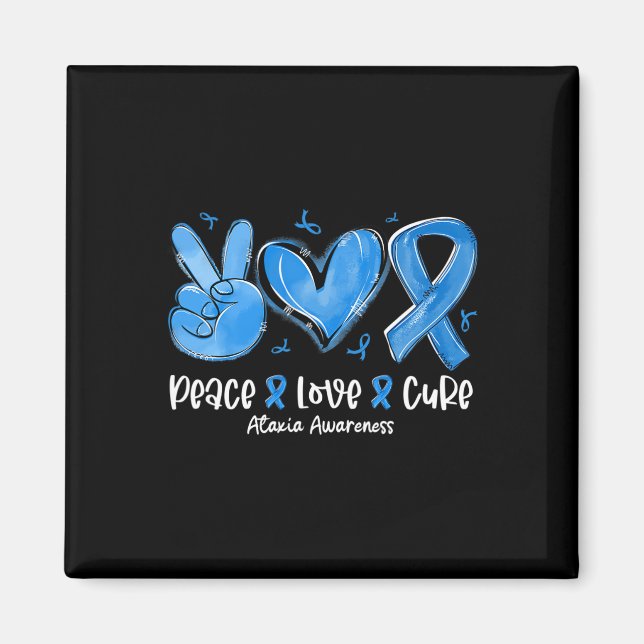 Aimant Paix Amour Cure Ruban Bleu Sensibilisation à l'ata (Devant)