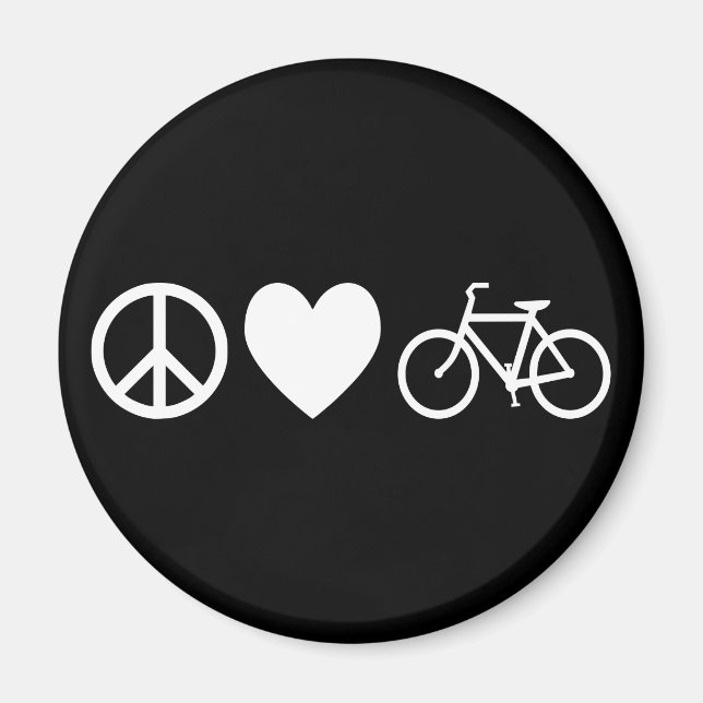Aimant Paix Amour et Bicyclettes (Devant)