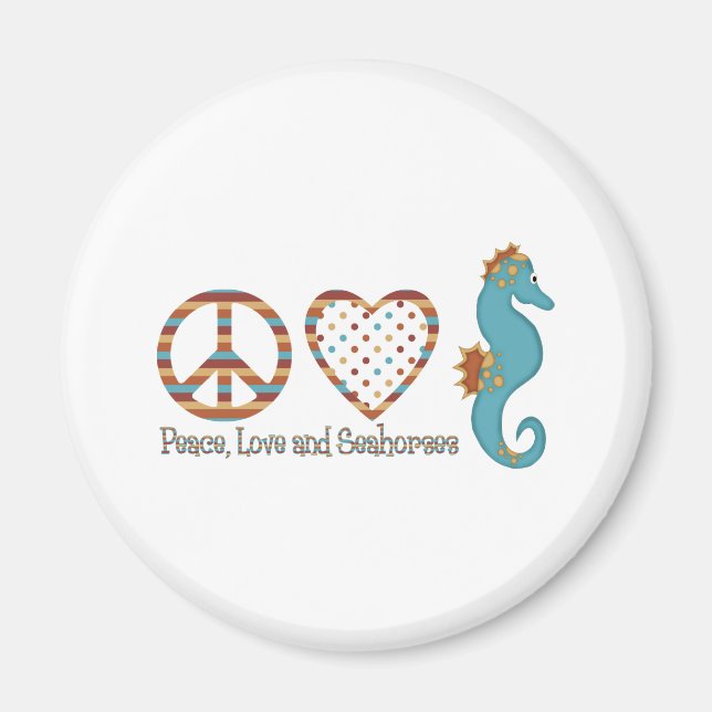 Aimant Paix, amour et hippocampes (Devant)