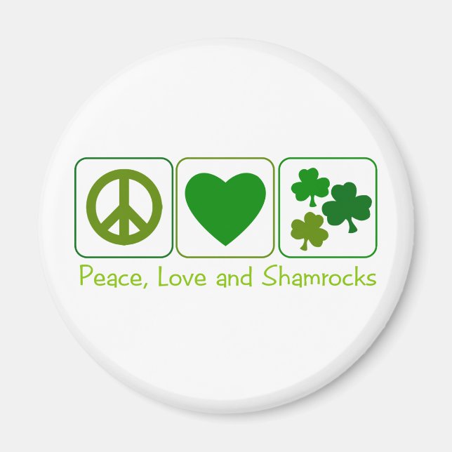 Aimant Paix, Amour et Shamrocks (Devant)