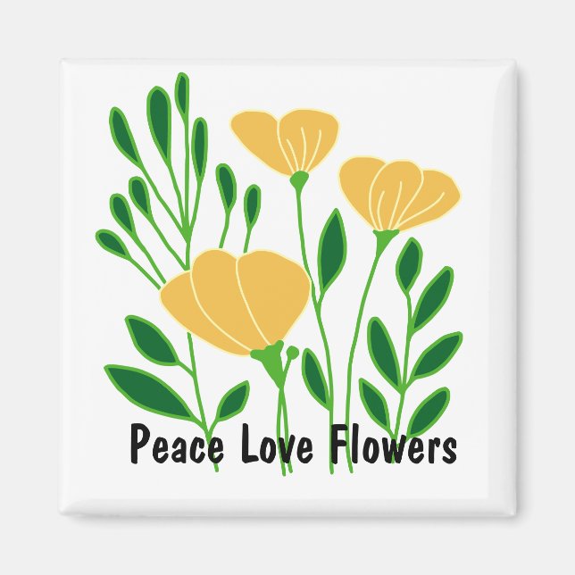 Aimant Paix Amour Fleurs (Devant)