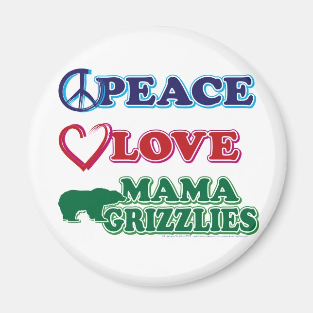 Aimant Paix-Amour-Mama-Grizzlies (Devant)