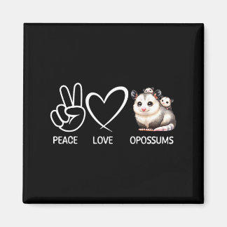 Aimant Paix Amour Opossums Drôles Opossums Amoureux d'Opo