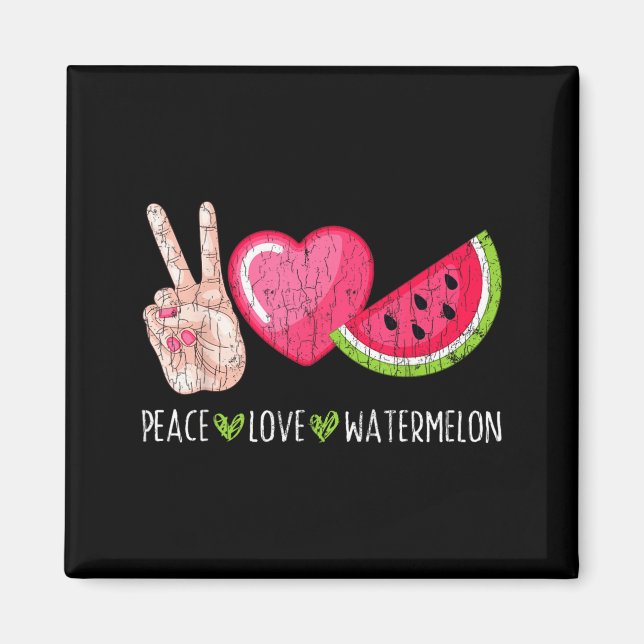 Aimant Paix Amour Pastèque Drôle Été Amateur de Fruits (Devant)
