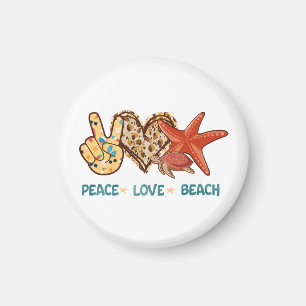 Aimant Paix, Amour, Plage Paix à la main, Coeur, Tortue