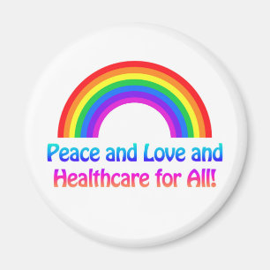 Aimant Paix et amour et soins de santé pour tous Rainbow