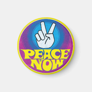 Aimant Paix Maintenant Style Rétro Hippie Groovy Paz Ahor