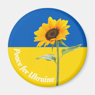 Aimant Paix pour l'Ukraine Drapeau de tournesol Jaune & B