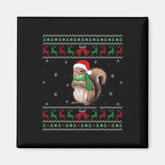 Aimant Pajama de Noël d'écureuil de Noël de Noël de Santa (Devant)