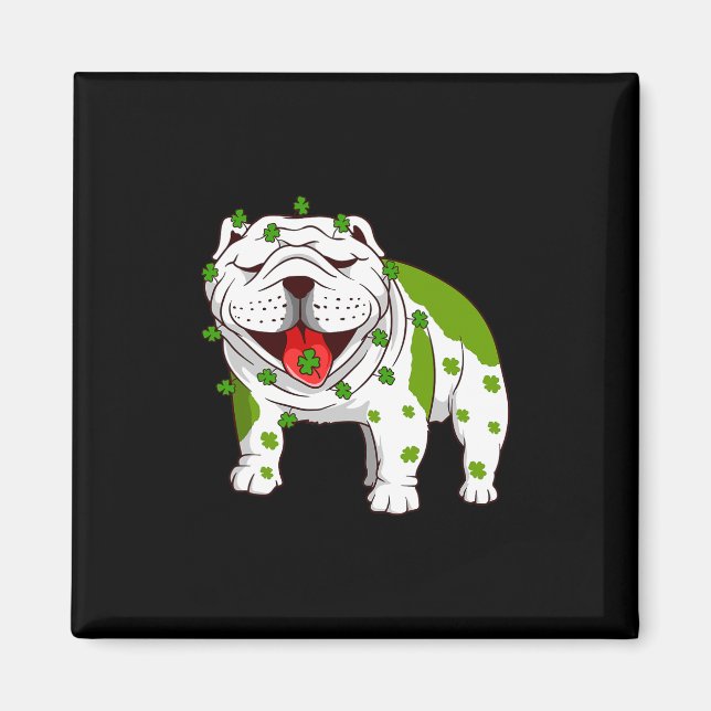 Aimant Pajamas Bulldog Shamrock Saint Patrick's Day (Devant)
