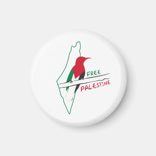 Aimant Palestinian flag map bird keychain button