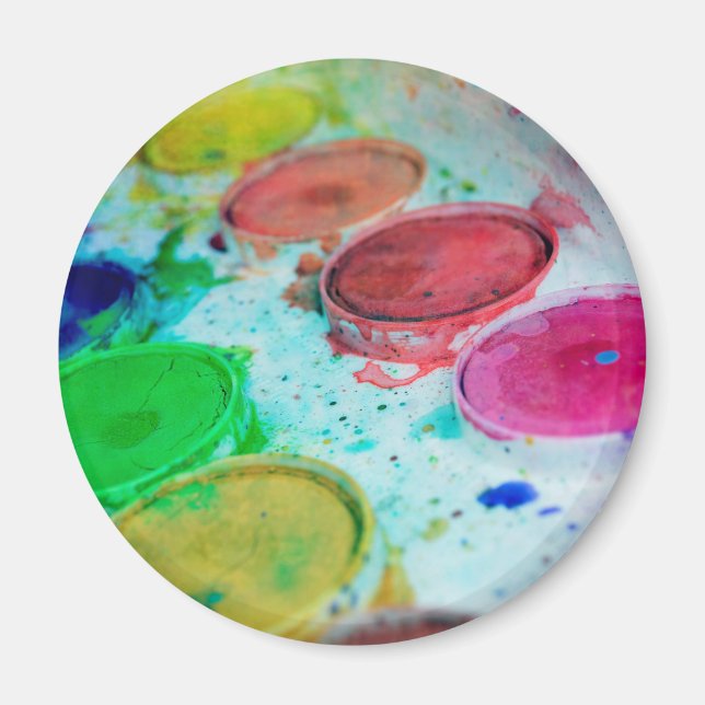Aimant Palette Peinture à aquarelle multicolore Artistes (Devant)