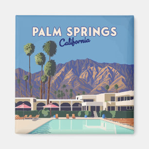 Aimant Palm Springs California Pool Hotel Trees Retro