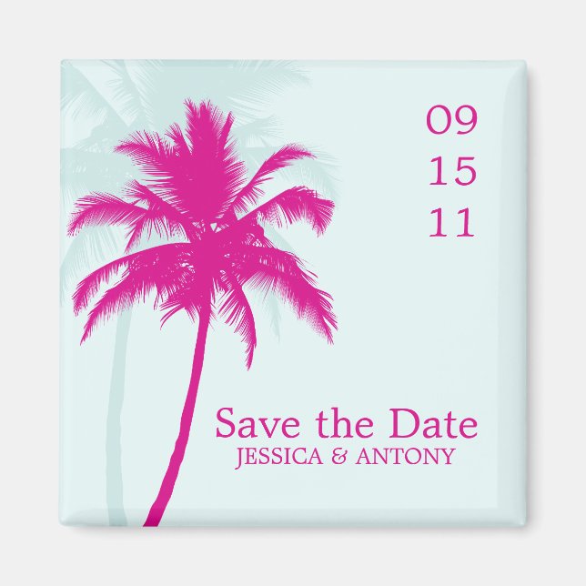 Aimant Palm Trees Wedding Save the Date or Favor (Devant)