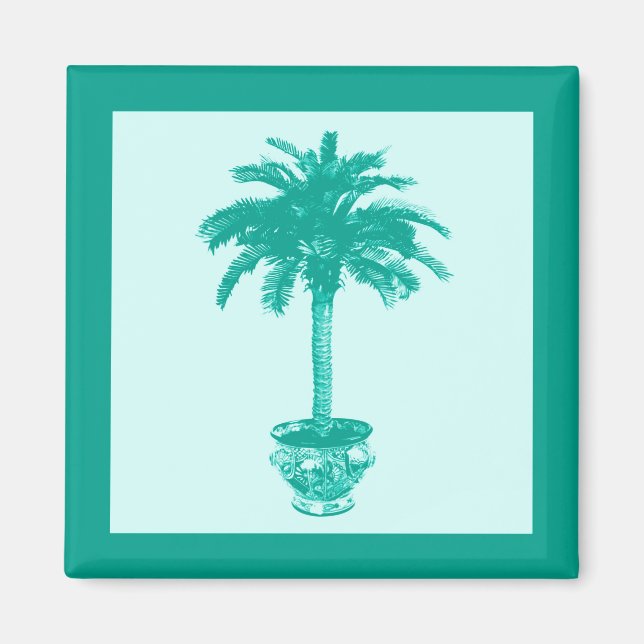Aimant Palmier à pointes - turquoise et aqua (Devant)