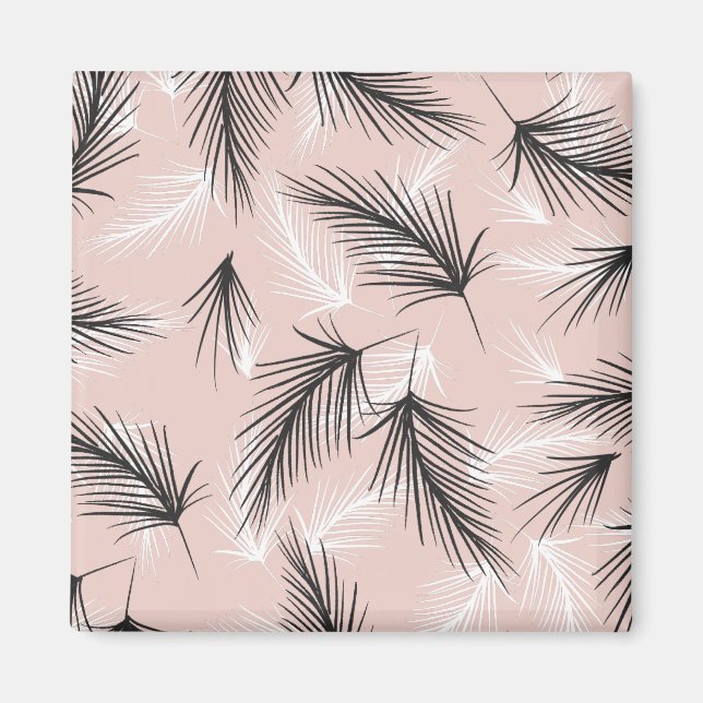 Aimant Palmier Noir Blanc Ton Terreux Rose  (Devant)