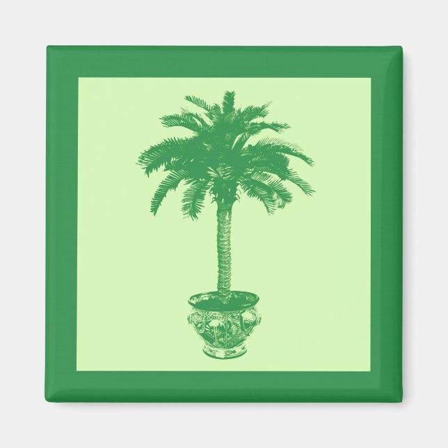 Aimant Palmier pointillé - émeraude et vert clair (Devant)