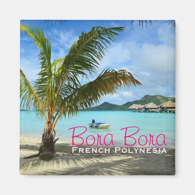 Aimant Palmier sur l'aimant de texte Bora Bora (Devant)
