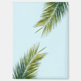 Aimant Palmier Tropical Vert sur Fond Bleu Clair