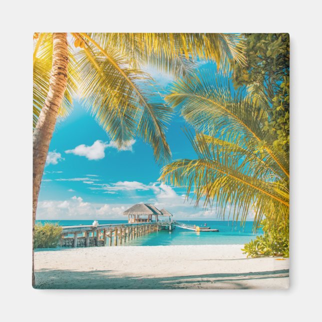 Aimant Palmiers au coucher du soleil (Devant)