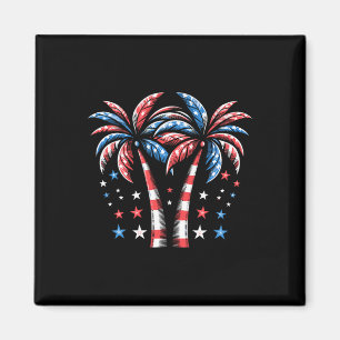 Aimant Palmiers patriotiques américains Drapeau américain