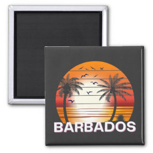 Aimant Palmiers Vintages de la Barbade Plage d'été