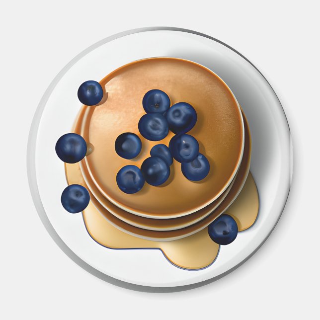 Aimant Pancakes aux bleuets avec sirop (Devant)