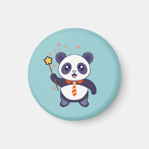 Aimant panda adorable avec cravate orange-jaune