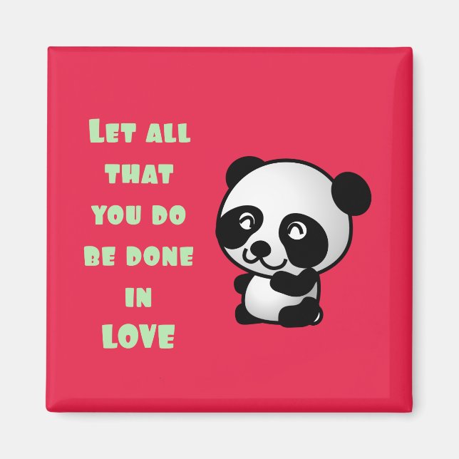 Aimant Panda avec une citation d'amour inspirationnelle (Devant)