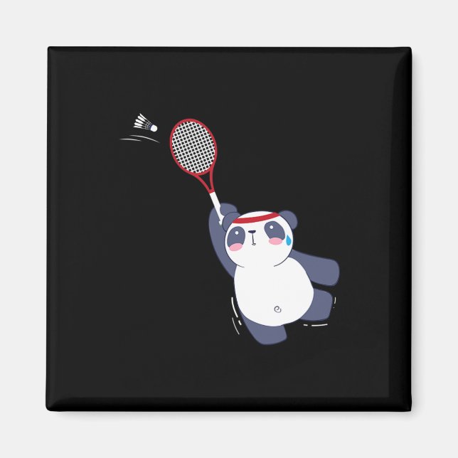 Aimant Panda Bear Joueur Badminton Singles Doubles Ace An (Devant)