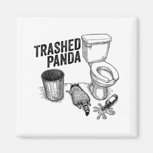 Aimant Panda Crasé, Raton laveur Drôle Ivre, Humour Panda
